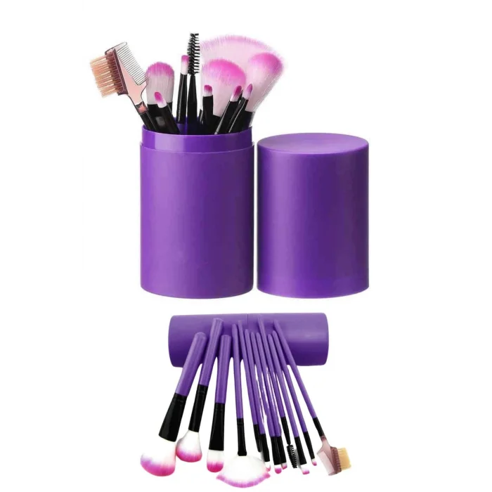 Makyaj Fırçası 12 Parça Set Yumuşak Uçlu Göz Makyajına Uygun Hafif ve Taşınabilir Çanta