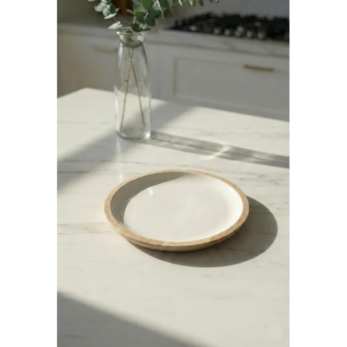 Mango Agacı Pasta Tabağı & Sunum Tabağı 20 Cm Krem