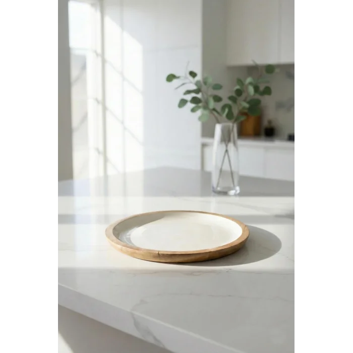 Mango Agacı Pasta Tabağı & Sunum Tabağı 20 Cm Krem