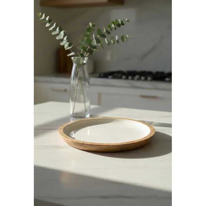 Mango Agacı Pasta Tabağı & Sunum Tabağı 20 Cm Krem