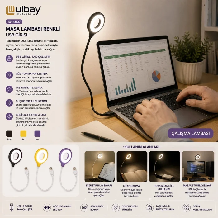 Masa Lambası Renkli Usb Girşili Bx40