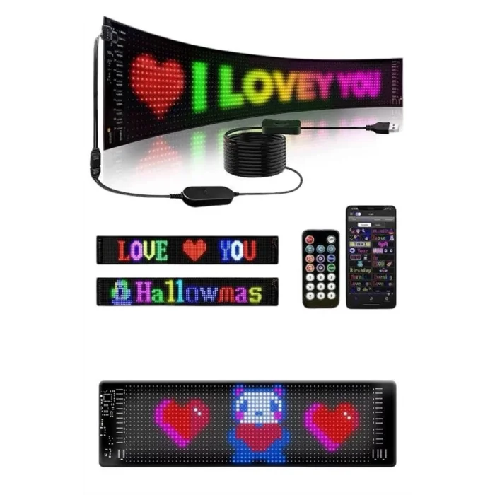 Matrix Led Cama Yapışan Telefon Kontrollü Panel Dijital Ekran Kumandalı