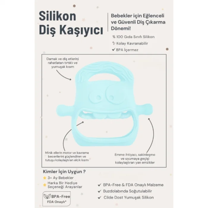 Mavi Bebek Silikon Diş Kaşıyıcı