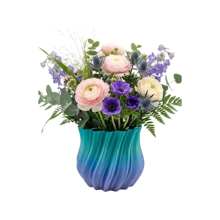 Mavi Degrade Kıvrımlı 3D Vazo Minimal Modern Ev Dekoru