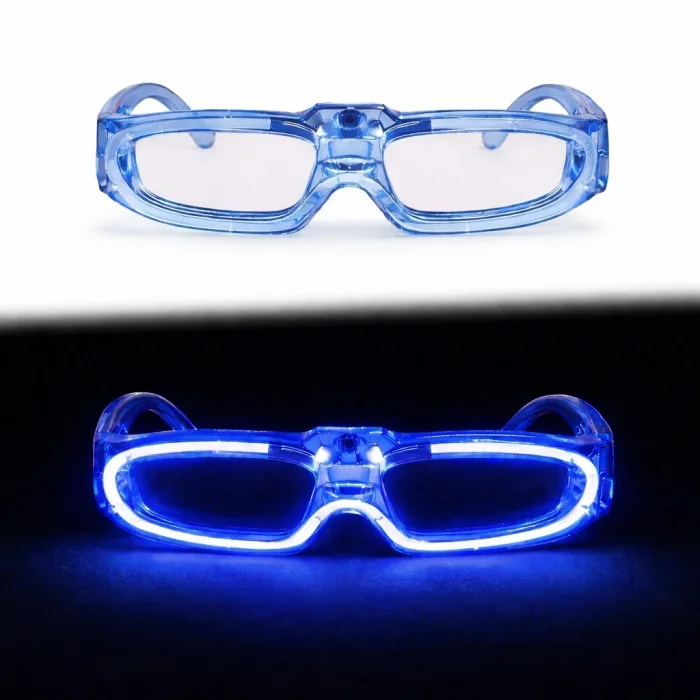 Mavi Led Işıklı Parti Gözlüğü 3 Modlu – Glow  Gece Eğlence Gözlüğü