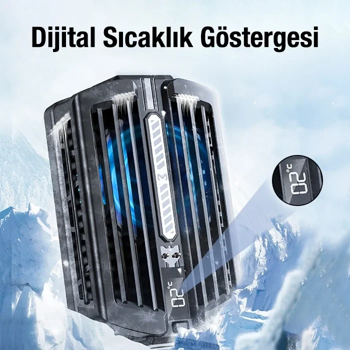 MEMO DL10 Dijital Gösterge 2000mAh Powerbankli Telefon Soğutucu Fan Radyatör-(5775)