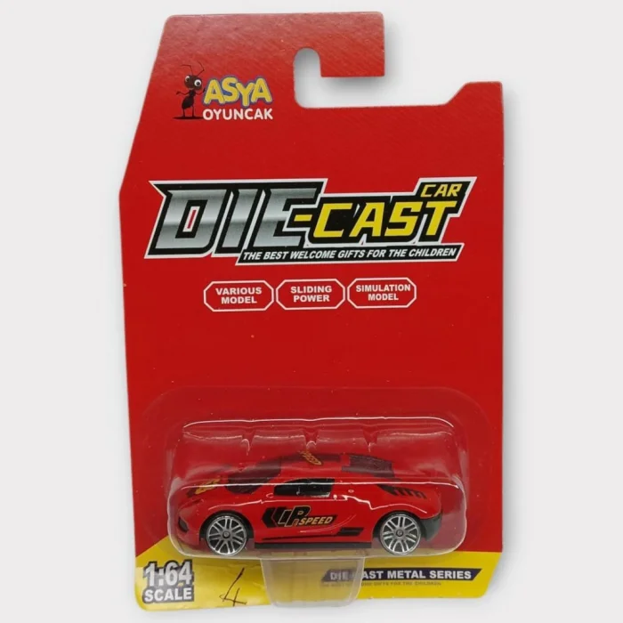 Metal Mini Arabalar  8 cm - Kırmızı - 4 - 1 ADET