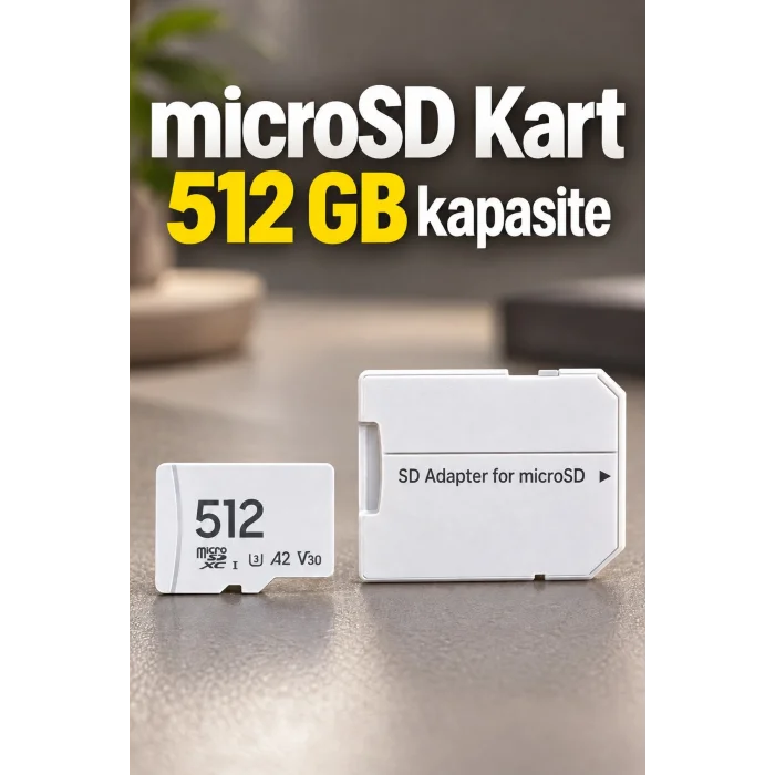 MicroSD Hafıza Kartı 512 GB SD Adaptörlü
