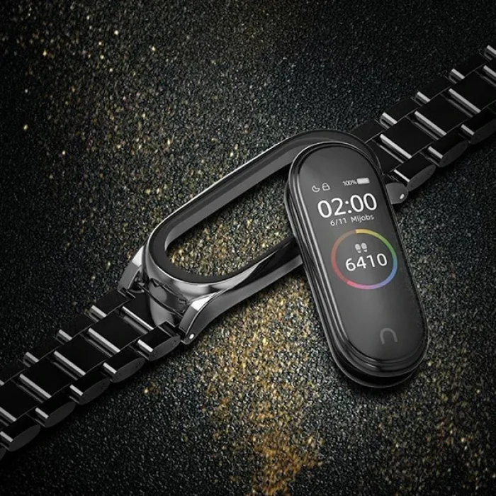 Mijobs Xiaomi Mi Band 4 Akıllı Saat 3 Bakla Çelik Kayış Kordon-(5775)