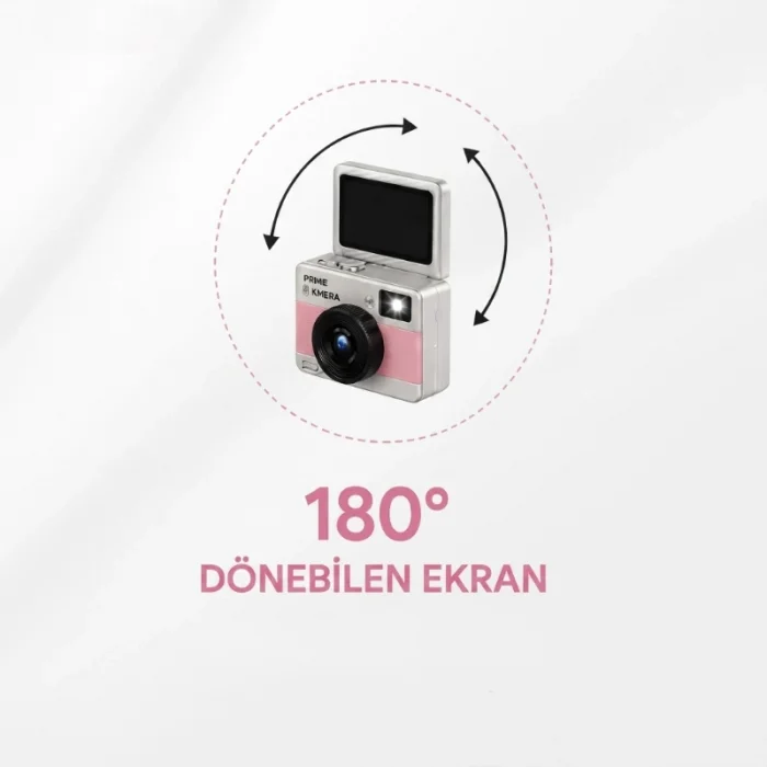Mini Dijital Retro Kamera - Dönebilen Ekran - Flaşlı