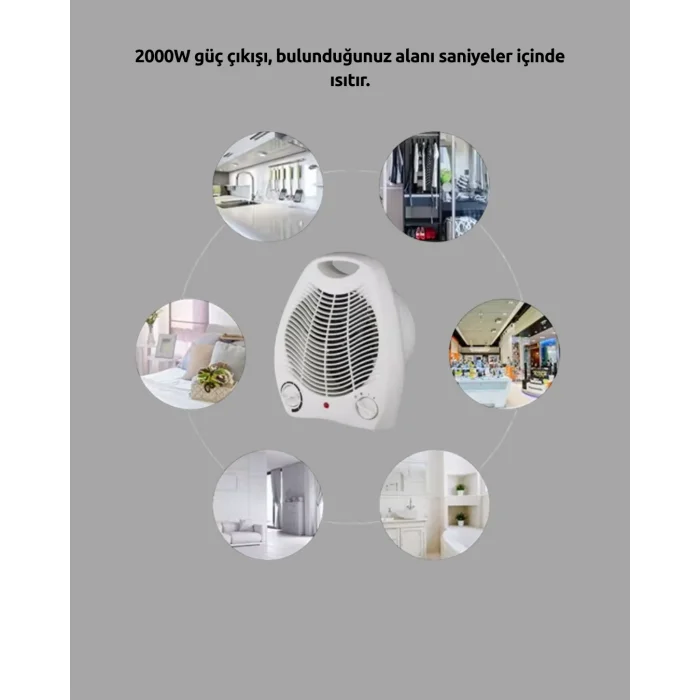 Mini Elektrikli Isıtıcı – 2000W Güç, Fanlı Isıtma, 3 Isı Modu