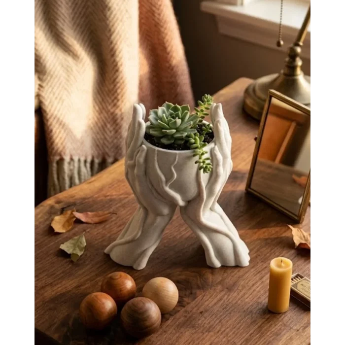 Minimalist El Tasarımlı Dekoratif 3D Saksı Vazo Modern Masa Dekoru