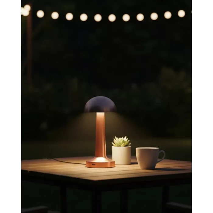 Modern Bronz Masa Lambası 3 Renk LED Dokunmatik Şarjlı Model