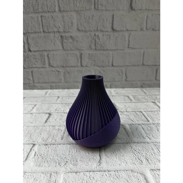 Mor Çizgili Dekoratif Vazo 11 cm Modern Tasarım Aksesuar