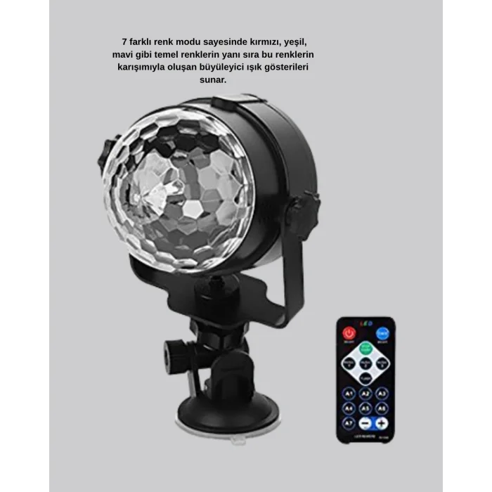 Müzik Ritmine Duyarlı Renkli Disko Topu – 7 Modlu Işıklı Parti Lambası