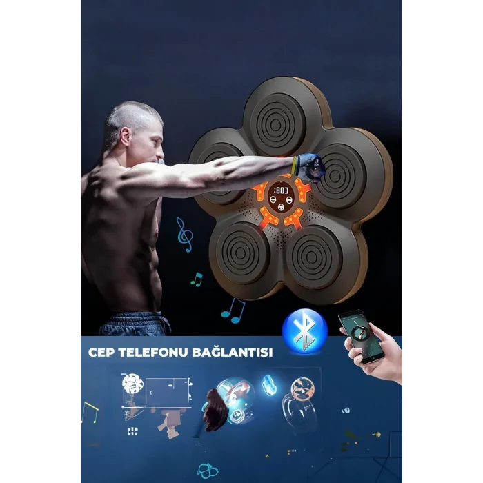 Müzikli Duvar Boks Padi Darbe Sensörlü Antrenman Pedi LED Işıklı Eğlenceli Boks Oyuncağı