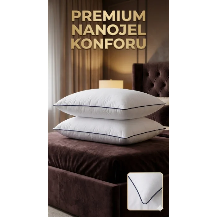 Nano Jel Lüks Yastık 2li Set 50x70cm 1200gr Pamuklu Kumaş