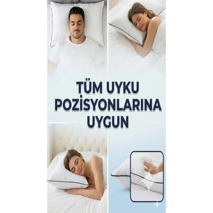 Nano Jel Lüks Yastık 2li Set 50x70cm 1200gr Pamuklu Kumaş