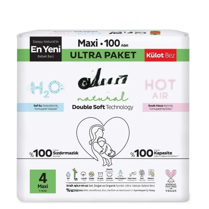 Natural Double Soft Külot Bez Ultra Paket 4 Beden 100 Adet