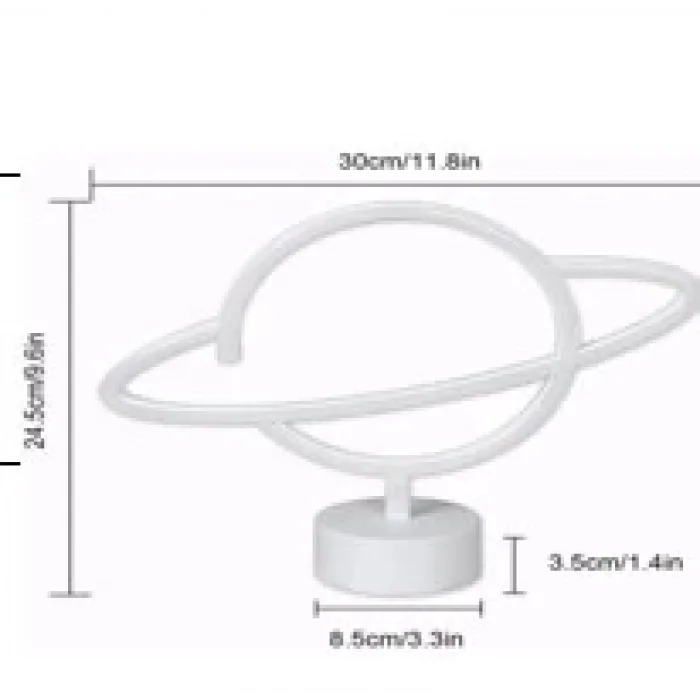 Neon Işıklı Satürn Lamba Pil+usb Mz-503