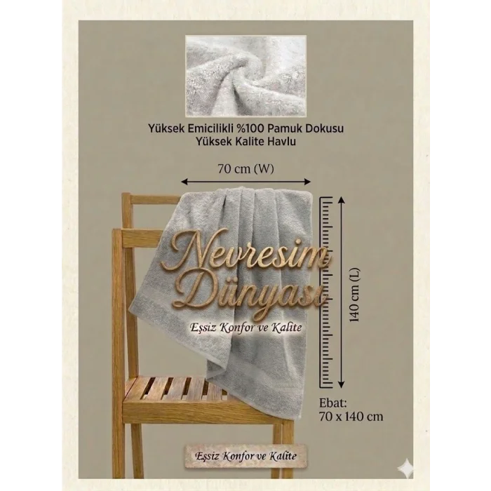 Nevresim Dünyası Prime Havlu 70x140 Gri