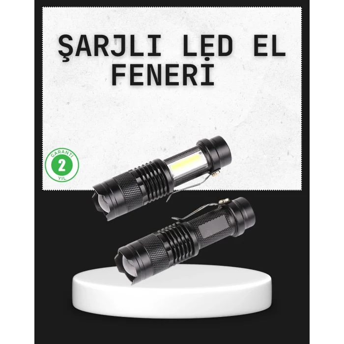 Odak Ayarlı 2000 Lümen Şarjlı LED El Feneri