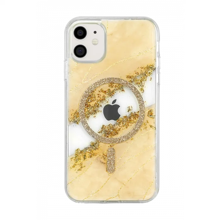 Onegif Apple İphone 11 Lotus Simli Magsafe Kapak - Gümüş