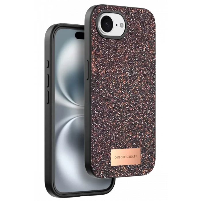 Onegif Apple iPhone 16E Uyumlu Bright Simli Kapak - Derin Mor