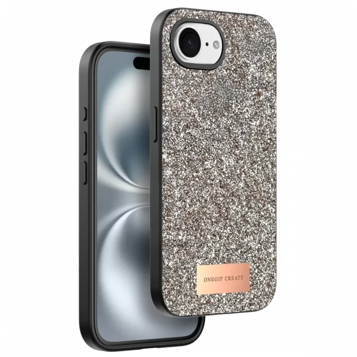Onegif Apple iPhone 16E Uyumlu Bright Simli Kapak - Gold