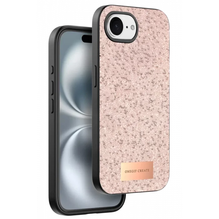 Onegif Apple iPhone 16E Uyumlu Bright Simli Kapak - Pembe