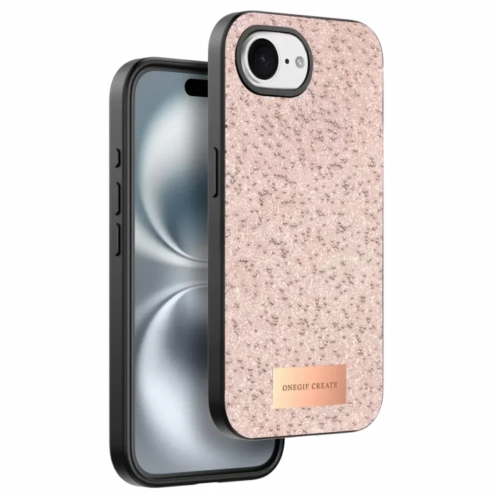 Onegif Apple iPhone 16E Uyumlu Bright Simli Kapak - Pembe