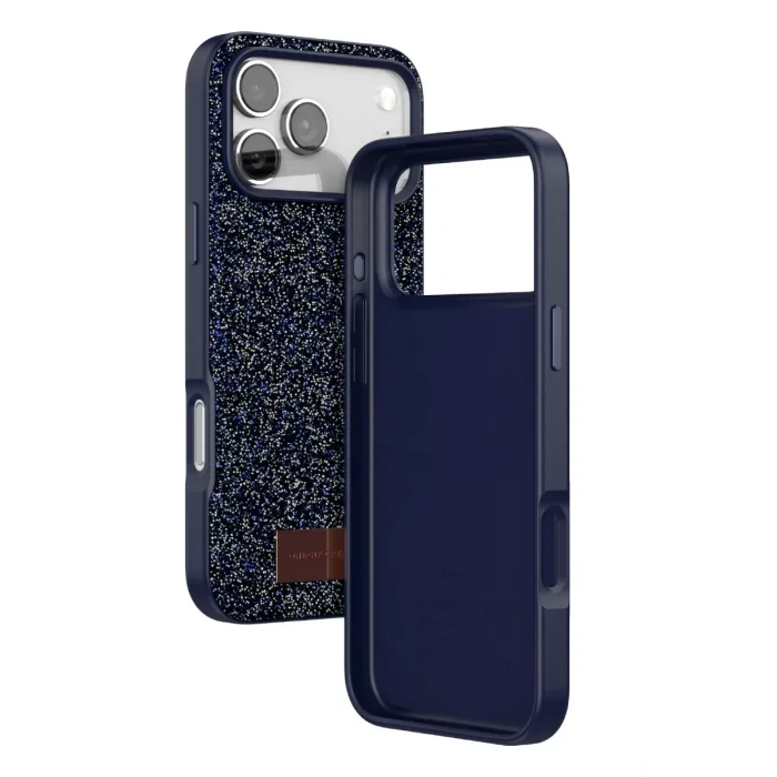 Onegif Apple iPhone 17 Pro Uyumlu Bright Simli Kapak - Mavi