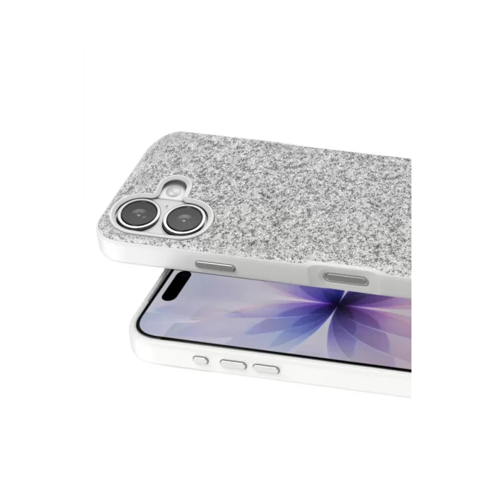 Onegif Apple iPhone 17 Uyumlu Bright Simli Kapak - Beyaz