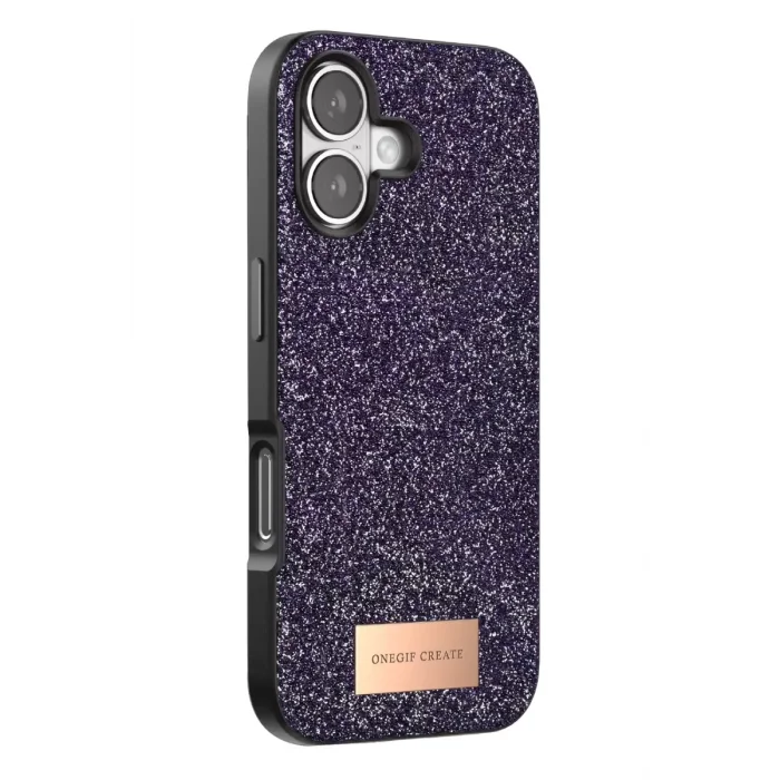 Onegif Apple iPhone 17 Uyumlu Bright Simli Kapak - Derin Mor