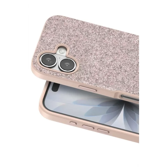Onegif Apple iPhone 17 Uyumlu Bright Simli Kapak - Pembe