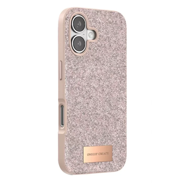 Onegif Apple iPhone 17 Uyumlu Bright Simli Kapak - Pembe