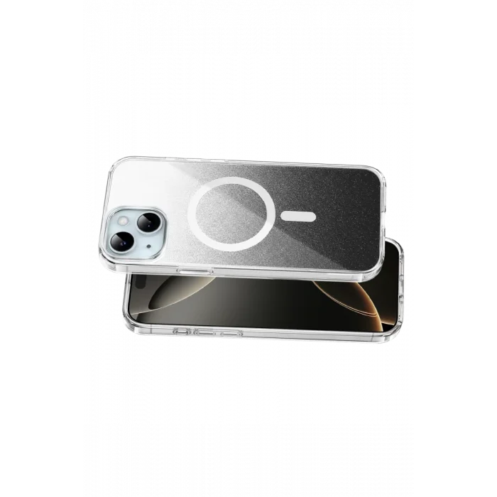 Onegif Apple iPhone 15 Uyumlu Sora Simli Magsafe Kapak - Siyah