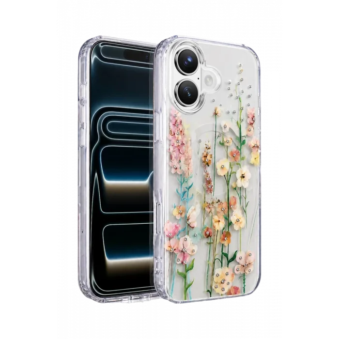 Onegif Apple iPhone 16 Uyumlu Desina Magsafe Kapak - Desen 1
