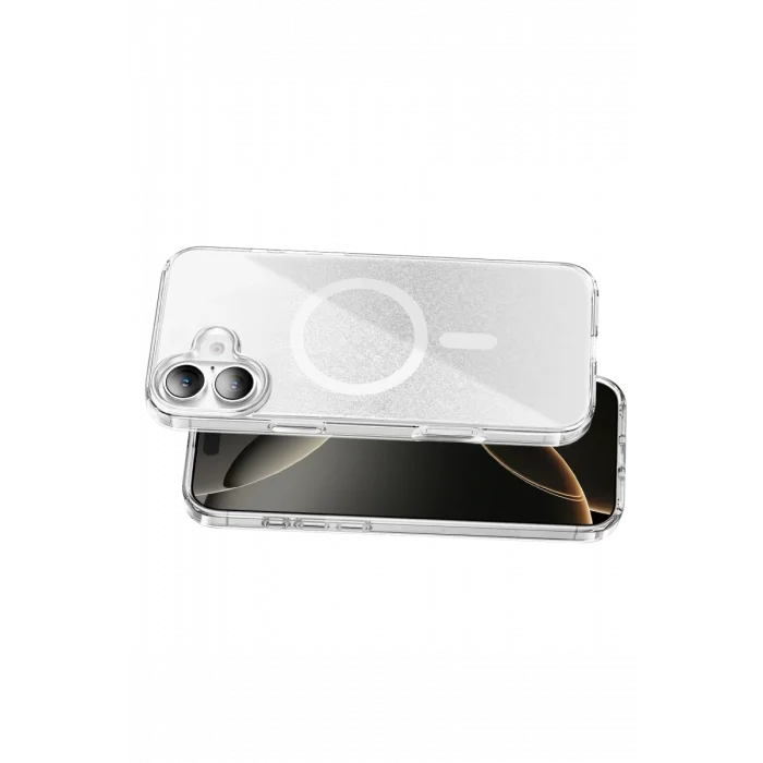 Onegif Apple iPhone 16 Uyumlu Sora Simli Magsafe Kapak - Beyaz