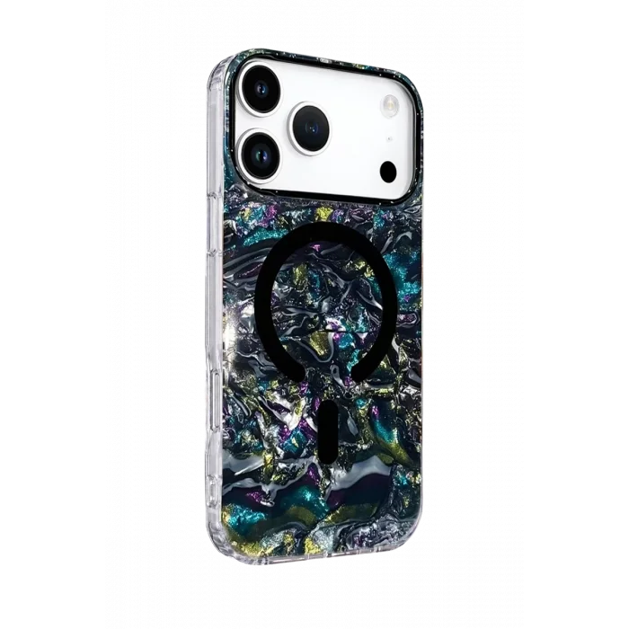 Onegif Apple iPhone 17 Pro Uyumlu Mila Dalgalı Magsafe Kapak - Lacivert