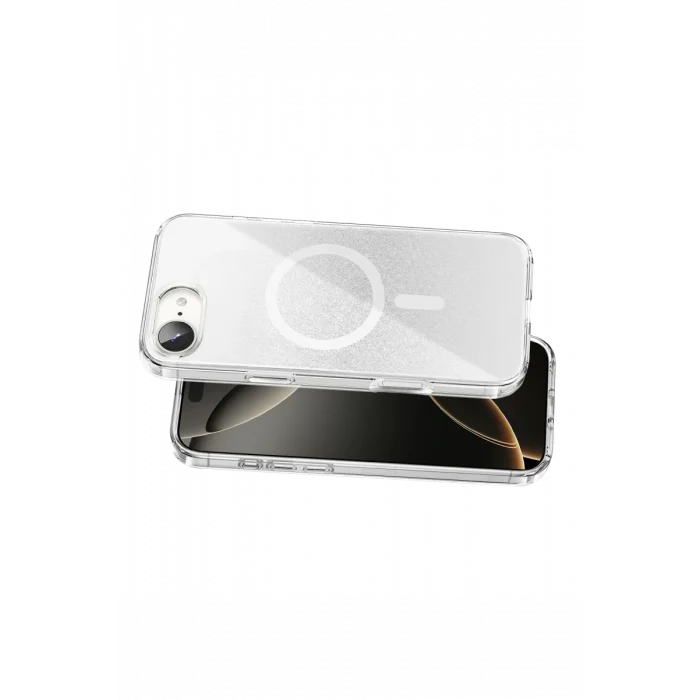 Onegif Apple iPhone 17E Uyumlu Sora Simli Magsafe Kapak - Beyaz