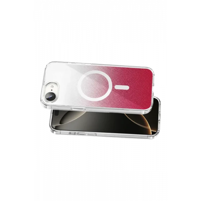 Onegif Apple iPhone 17E Uyumlu Sora Simli Magsafe Kapak - Kırmızı