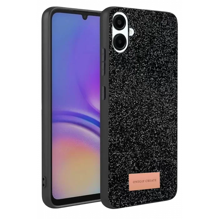 Onegif Samsung Galaxy A07 4G Uyumlu Bright Simli Kapak - Siyah