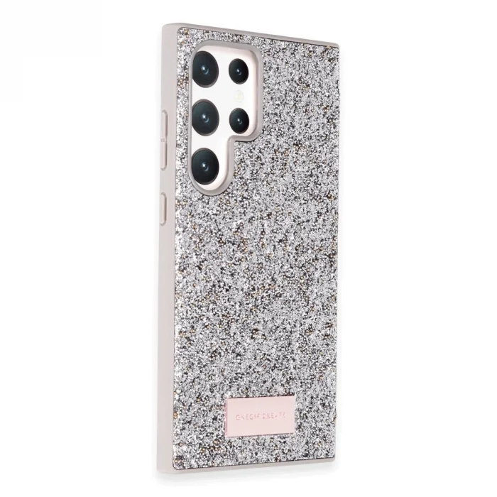 Onegif Samsung Galaxy S24 Ultra Bright Simli Kapak - Gümüş