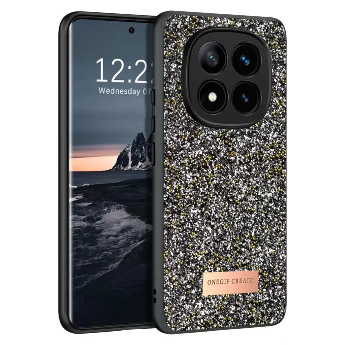Onegif Xiaomi Redmi Note 14 Pro 4G Uyumlu Bright Simli Kapak - Gümüş