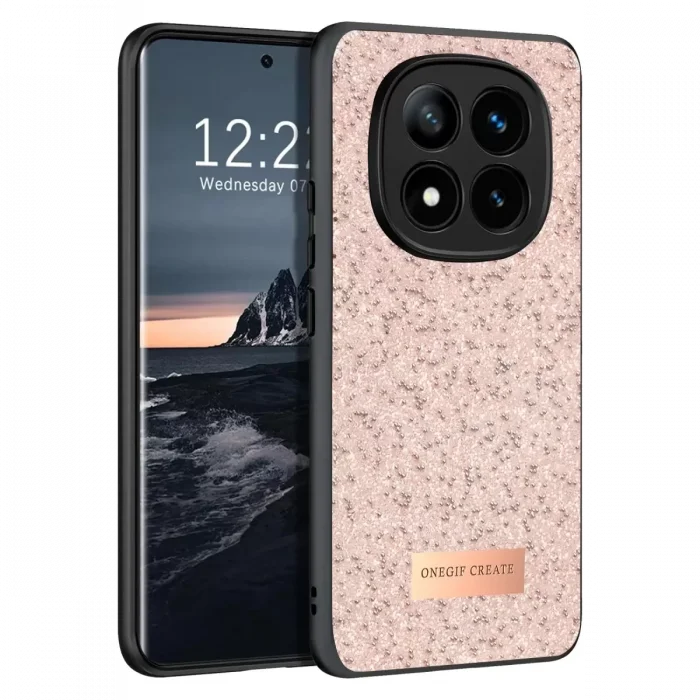 Onegif Xiaomi Redmi Note 14 Pro 4G Uyumlu Bright Simli Kapak - Pembe