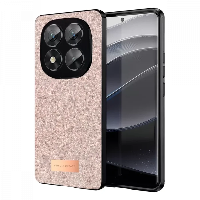 Onegif Xiaomi Redmi Note 14 Pro 5G Uyumlu Bright Simli Kapak - Pembe