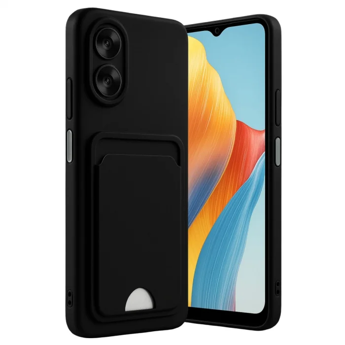 Oppo A38 Kılıf Kelvin Kartvizitli Silikon - Siyah