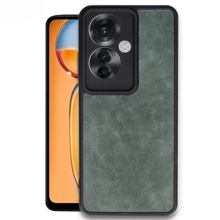 Oppo Reno 11f Kılıf Aras Deri Kapak - Koyu Yeşil
