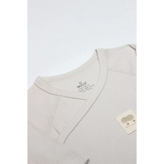 Organic Modal Flying Balloons Kruvaze Uzun Kol Body BS17121 Bej